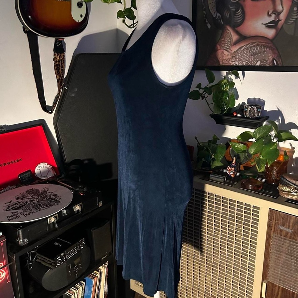 Vintage Rabbit Rabbit Rabbit Dark Sapphire Blue Dress. - Picture 3 of 8